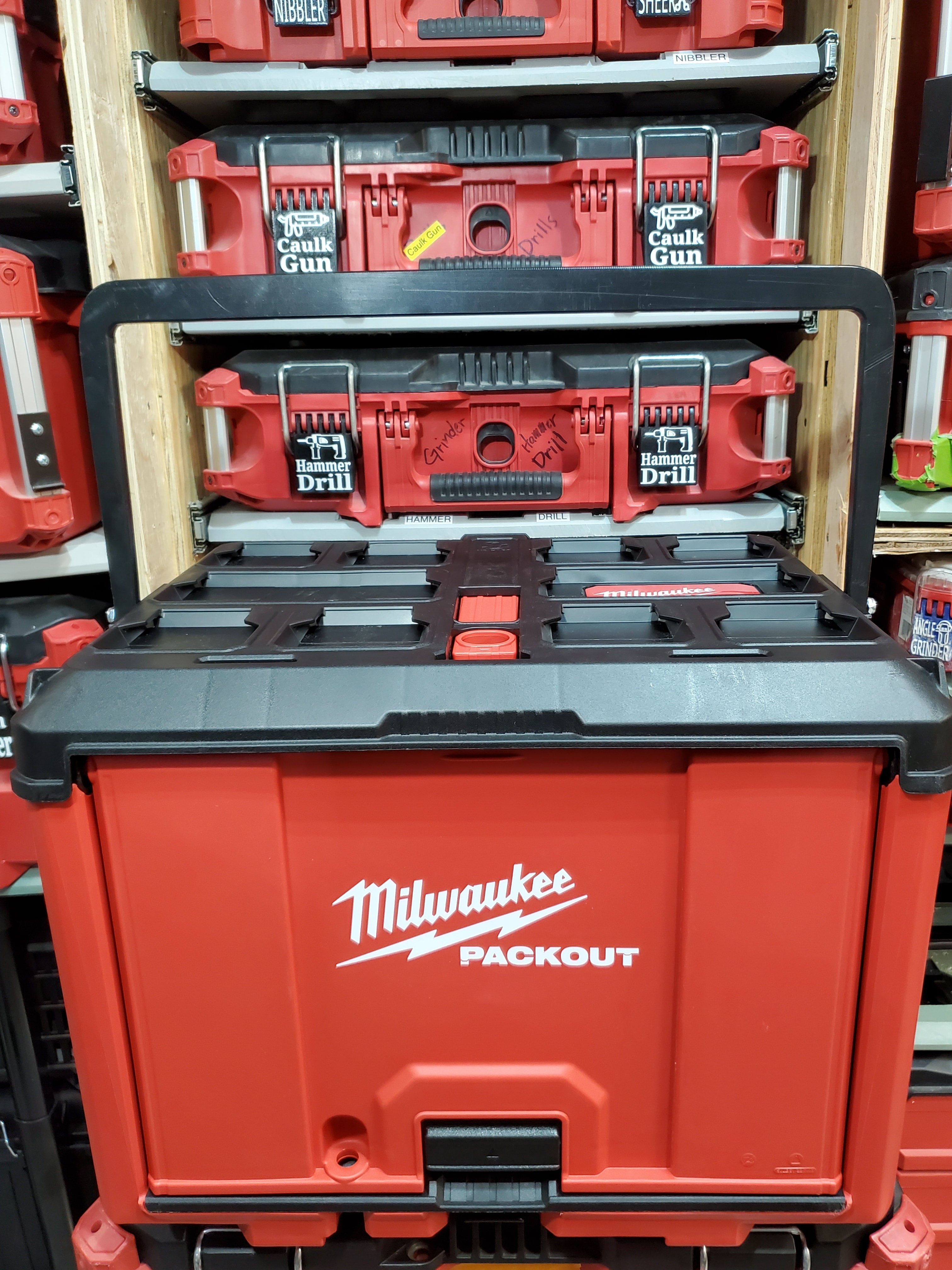 Milwake Stack Open Milwaukee Packout Cabinet Top Handle | Stack Smarter